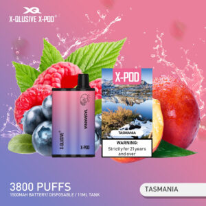 X-QLUSIVE X-POD TASMANIA (Blueberry Raspberry Peach) – 3800 PUFFS